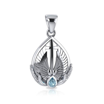 The Christian Cross Sterling Silver Pendant with Gemstone TPD4948 - Jewelry